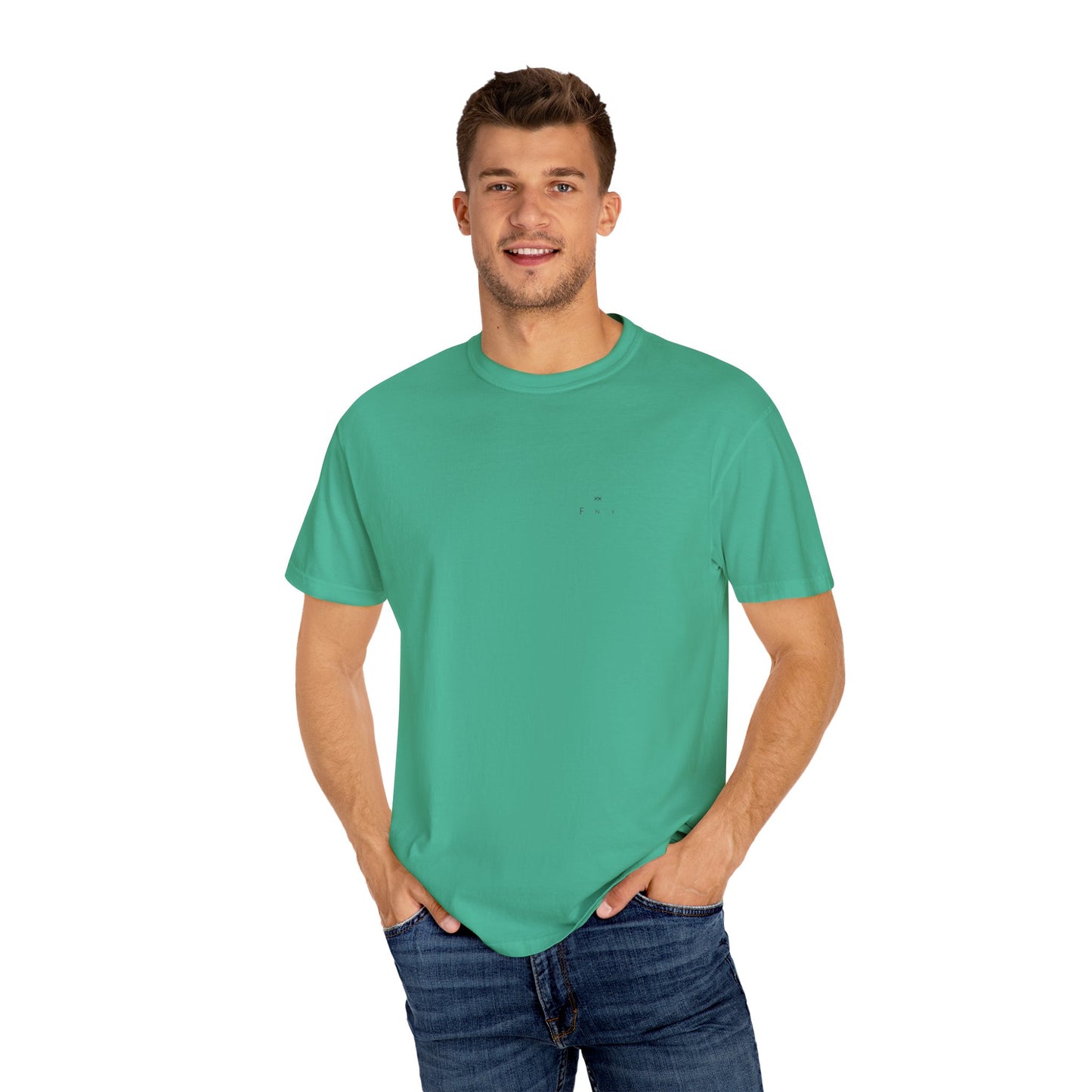 Nature-Inspired Unisex Garment-Dyed T-Shirt with Leaf Design